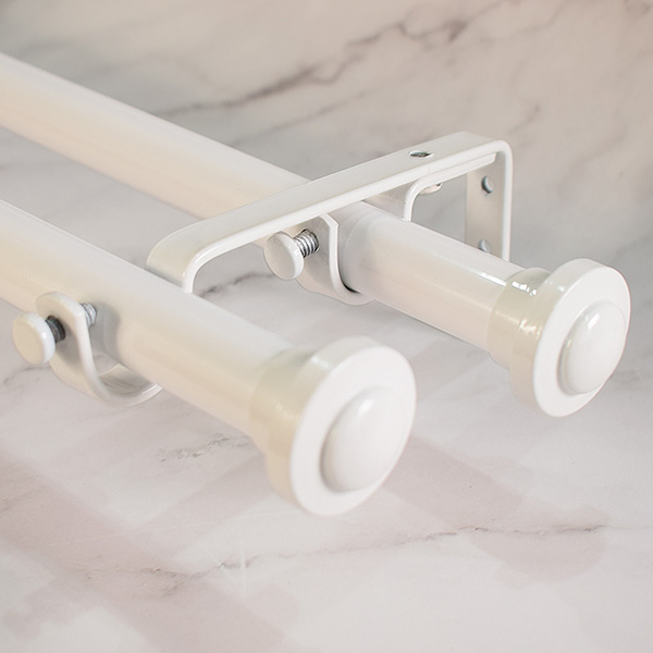 Barrales De Metal Dobles Para Cortinas Con Terminal Sombrerito Blanco