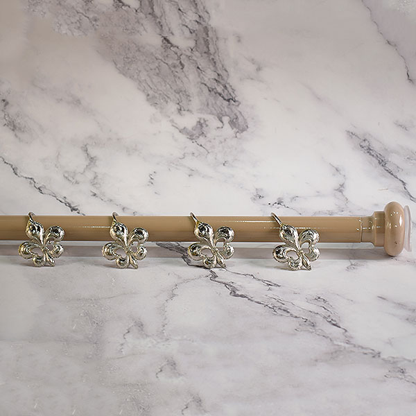 Barral De Acero Inoxidable Para Cortina De Baño Flor De Lis Grande