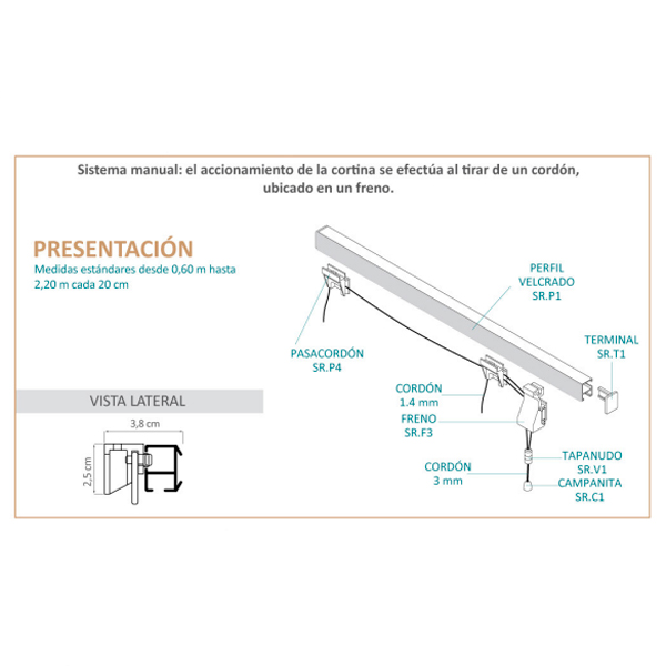 Cortinas Romanas Sistema A Cordon x 0,60 mts